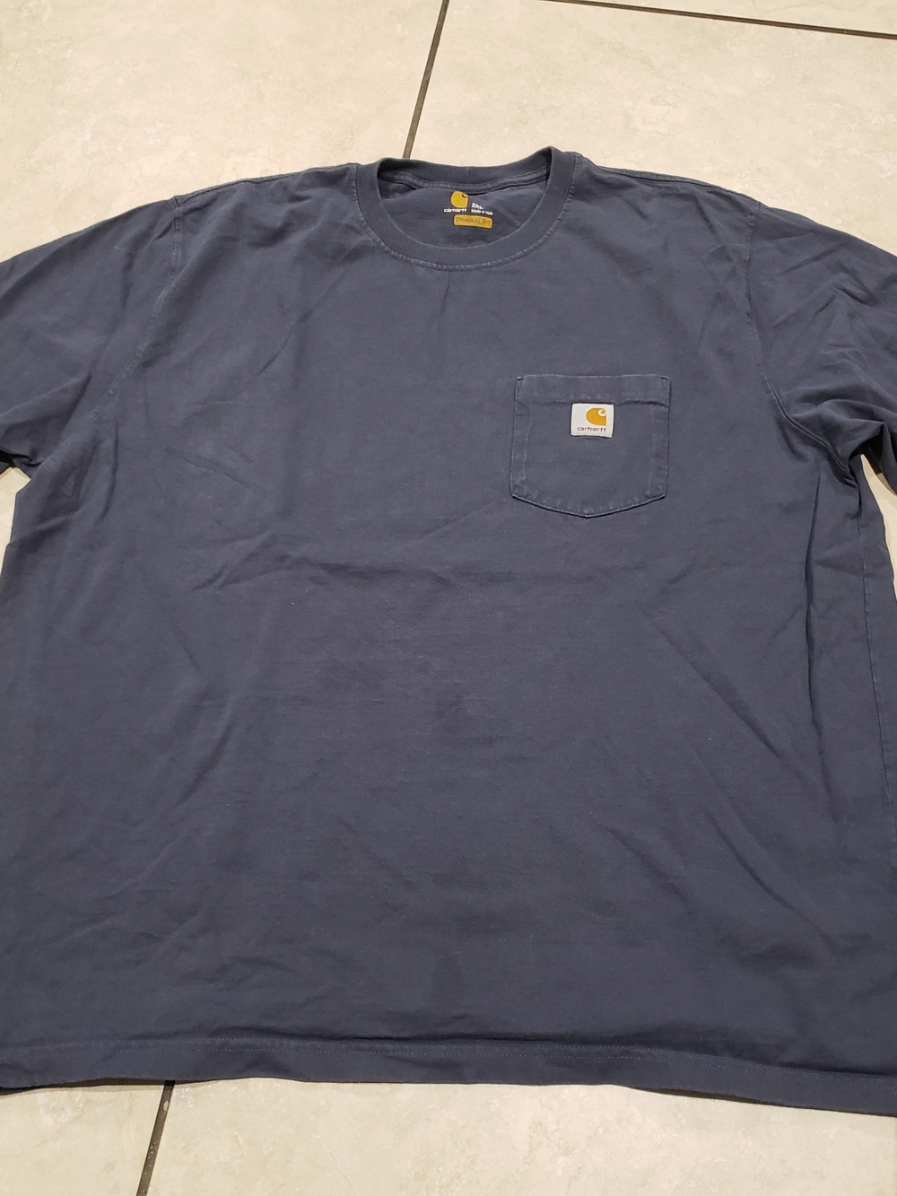 Carhartt Navy Short-Sleeve Pocket Tee with Logo Patch